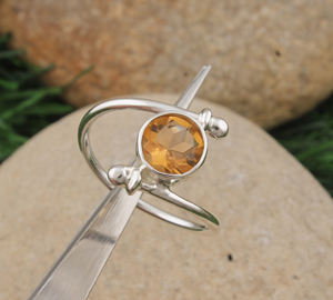 Bague en argent sterling 925 avec citrine naturelle sertie en bélière, pierre précieuse jaune taillée, bijoux de naissance de novembre pour femmes, vente en gros pour les fêtes - Product Image 2
