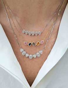 สร้อยคอจี้เพชรทรงแท่ง ทองคำแท้ 14K ทรงกลม ทรงบาแกตต์ เพชรเลี้ยงในห้องปฏิบัติการ ประดับแบบกรงเล็บ หรูหรา เรียบง่าย เหมาะสำหรับงานแต่งงาน เครื่องประดับเพชรเม็ดเดี่ยว - Product Image 6
