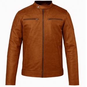 5KINGZ SPORTS <b>Men's</b> Brown <b>Suede</b> Breathable Moto <b>Jacket</b> Polyester Lining Stand Collar Zipper Closure Regular Fit Sporty Winter - Product Image 1