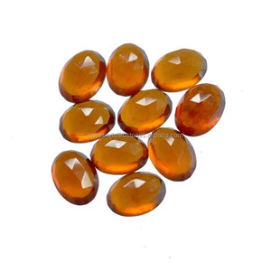 Prix de gros 4x6mm Hessonite Grenat Rose Cut Cabochons ovales Personnalisable Lâche Orange Pierres précieuses naturelles Commande en gros disponible - Product Image 2