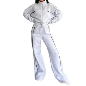 ชุดกีฬาของผู้หญิงสำหรับฤดูใบไม้ผลิและฤดูใบไม้ร่วงใหม่2025เซ็ตกีฬาที่มีฮู้ดครึ่งคอสูงมีซิปกางเกงแฟชั่นที่เป็นของแข็ง - Product Image 6