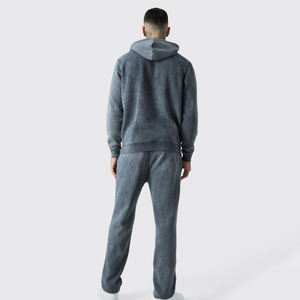 Conjunto de Sudadera con Capucha y Pantalones Deportivos 2 en 1 para Hombre, Estilo Vintage, Lavado Ácido, 100% Algodón, Estampado de Leopardo - Product Image 1