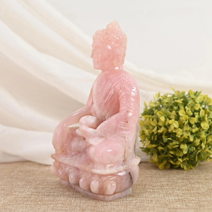 Estatua Grande de Buda de Cuarzo Rosa Tallada a Mano, Escultura de Cristal, Fabricante OEM ODM, Ecológica, Feng Shui - Product Image 3