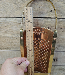 Handcrafted Embossed Copper Match <b>Holder</b> Wall Hanging <b>Fireplace</b> Scuttle Bucket with Brass Handle - Product Image 5