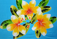 Sarong de Plage d'Été Mode Femme en Rayonne Peint à la Main, Motif Floral Île Tropicale, Qualité Supérieure