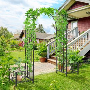 Arche de jardin en acier 6,7 m avec décorations en forme de cœurs pour cérémonies de mariage, fêtes, décoration de jardin et pelouse, inclut des jardinières pour plantes grimpantes - Product Image 1