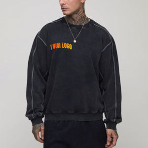 Nueva Llegada 2026 Sudadera Oversize de Cuello Redondo para Hombre, Negra, de Algodón French Terry, con Logotipo Estampado Frontal, Estilo Casual para Otoño, Corte Regular - Product Image 1