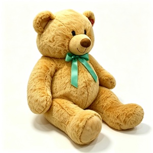 customized <b>large</b> golden brown teddy bear <b>plush</b>, big classic stuffed teddy bear,oversized sitting teddy bear with green satin bow - Product Image 4