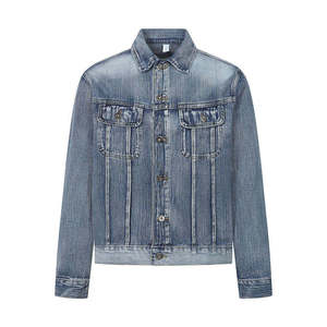 Chaquetas Vaqueras para Hombre con MOQ Bajo, Chaqueta Azul Casual con Bolsillo en el Pecho para Boutiques - Product Image 3
