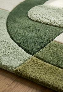 Modern Abstract Block Patchwork Wool Anti-Slip Medium Pile Cotton Canvas Backing Tufted Area Rug Olive Sage <b>Green</b> Cream Multi - Product Image 6