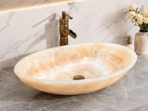 Natural Orange Onyx Boat Shaped Sink Handmade <b>Stone</b> Vessel Basin for Luxury Bathroom Hotel Vanity Wholesale Supplier - Product Image 3