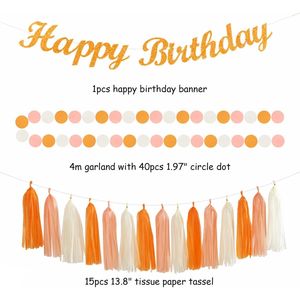 Set Decorazioni per Festa di Compleanno in Tonalità Arancione, Pesca e Beige - Product Image 3