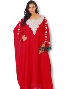 Vestido de Novia Islámico Awais House, Corte A, Georgette, Lentejuelas de Cristal, Ecológico, Sencillo, Largo hasta el Suelo, Mangas Largas, Cuello en V, para Festival de Verano - Product Image 3