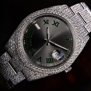 Reloj de Hombre con Esfera Cuadrada, Movimiento de Cuarzo, Completamente Cubierto de Diamantes VVS Moissanite, Acero Inoxidable, Estilo Ejecutivo, Personalizable, 41 mm - Product Image 4