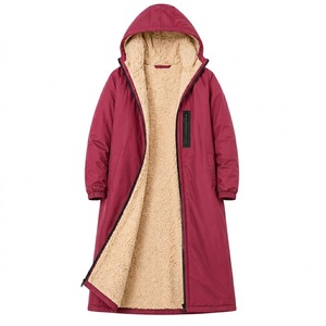 Robe de bain imperméable surdimensionnée pour femme, en polaire sherpa, à capuche, pour l'extérieur, hiver, pour se changer - Product Image 1