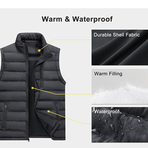 Chaleco Acolchado Color Borgoña para Hombre GENERSA SPORTS, Cuello Alto, Color Sólido, Poliéster, Ropa Exterior Informal de Invierno, Resistente al Viento - Product Image 3