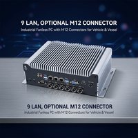 Mini PC industriel sans ventilateur avec connecteur M12, 6 ports LAN PoE pour caméras IP, LiDAR et capteurs, 9-36VDC en option, ordinateur embarqué IGN