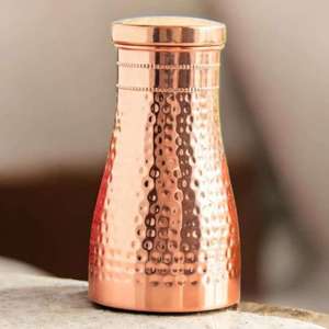Hammered Copper <b>Water</b> <b>Bottle</b> With Drinking Tumbler Traditional Ayurvedic <b>Water</b> Vessel Reusable Kitchen Wellness Gift - Product Image 5