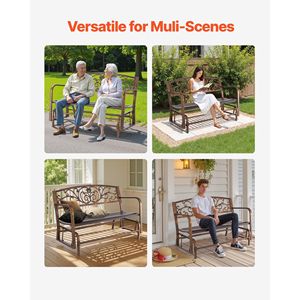 50-Inch Outdoor Carbon Steel Glider <b>Bench</b> Armrests <b>Cast</b> <b>Iron</b> Backrest Weatherproof for Patio <b>Garden</b> Front Porch Antique Bronze - Product Image 6