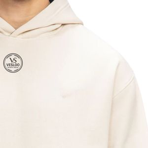 Sweat à capuche pour homme coupe classique en molleton couleur avoine avec imprimé sur la poitrine, style streetwear décontracté, confortable, OEM ODM, vente en gros - Product Image 6