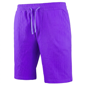 Shorts Bermuda en coton uni pour homme avec cordon de serrage, décontractés, bleu clair - Product Image 5