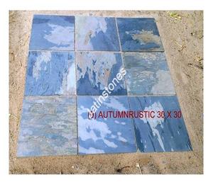 Dalles de pierre d'ardoise rustiques d'automne, carrelage en ardoise naturelle multicolore, matériau de surface pour sols extérieurs, patio et jardin - Product Image 3