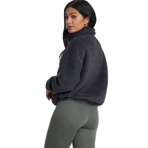 Chaqueta de Forro Polar de Algodón para Mujer, Color Sólido, Manga Larga, Cuello Alto, Cierre de Cremallera, Transpirable, Resistente al Viento, Chaqueta de Invierno - Product Image 3