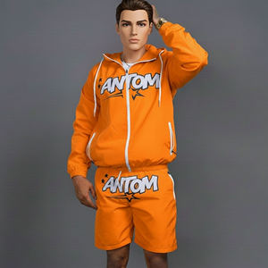 Custom High Quality Plus Size Nylon Windbreaker <b>Jacket</b> and Shorts Set Printed High Street Water Resistant Tracksuit - Product Image 1