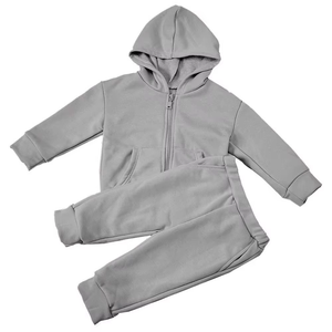 Personnalisez votre ensemble sweat à capuche zippé et pantalon long en molleton de coton respirant pour enfants, idéal pour l'hiver - Product Image 4