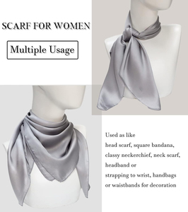 New Best Price Custom Logo Printed 100% <b>Silk</b> Satin High Quality Women Casual <b>Scarf</b> Solid Plaid Breathable Outdoor All Seasons - Product Image 2
