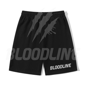 Shorts de sport pour homme BLOODLINE à séchage rapide, taille mi-haute élastique, logo avant, poches zippées, longueur Bermuda, motif camouflage, décontracté, en PU - Product Image 2