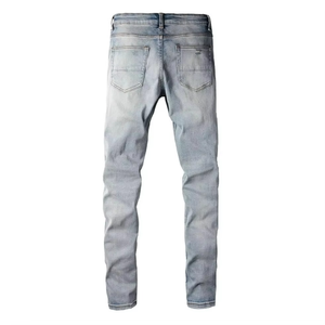 Pantalones Vaqueros de Mezclilla Elásticos y Holgados de Alta Calidad, Estilo Hip Hop Urbano, Desgastados, con Parches, para Hombre - Product Image 1