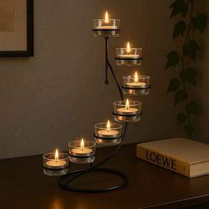 Porte-bougie en métal classique et durable, pot à bougie décoratif unique pour décoration de mariage moderne, centre de table à prix avantageux - Product Image 1