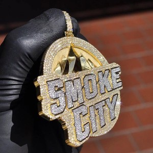 RB GEMS Hip Hop Rapper Fine Jewelry S925 <b>Silver</b> Iced Out VVS Moissanite GIA Certified Gold Plated Letter Initial <b>Charm</b> Pendant - Product Image 1
