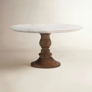 Base para Pastel Circular con Tapa de Mármol y Base de Madera Hecha a Mano para una Presentación Elegante - Product Image 1