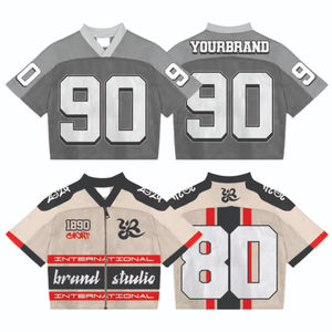 Nueva Llegada 2026: Camiseta de Fútbol para Hombre, Corte Holgado, Hombros Caídos, Cuello en V, Estampado, OEM, Streetwear, Logotipo Personalizado - Product Image 1