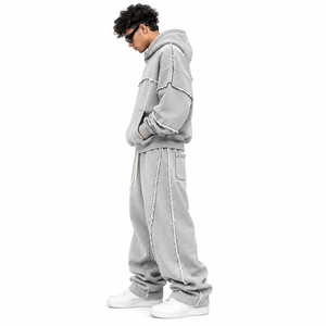 Conjunto de Sudadera con Capucha Oversize Desgastada y Pantalones Jogger Holgados para Hombre - Product Image 2