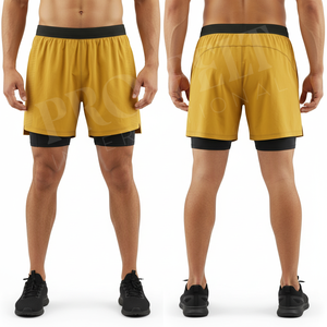 High Quality Polyester 2 in 1 Running Shorts Breathable Custom Logo Gym Fitness Training Athletic Inner <b>Compression</b> Shorts Men's - Product Image 3