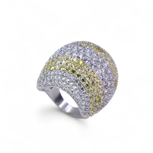 Luxury Women Cocktail <b>Ring</b> 925 Silver Pave Set Round Brilliant Cut Diamond Geometric Design Party Jewelry - Product Image 1