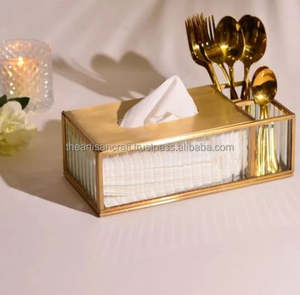 Elegante caja de pañuelos de latón, diseño moderno, tamaño personalizable, estilo artesanal para el hogar, oficina, decoración para sala de estar - Product Image 5