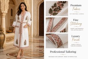 Bata Kimono de Algodón con Estampado Artesanal de Jaipur, Bata de Baño Floral Tipo Waffle, Bata Larga para Mujer, Bata de Dama de Honor, Ropa de Estar por Casa y de Dormir - Product Image 4