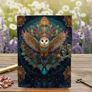 Diario de cuero genuino de 400 páginas con diseño de búho, libro de sombras clásico religioso en blanco, cuaderno de bocetos hechizado hecho a mano con papel de borde deshilachado - Product Image 5