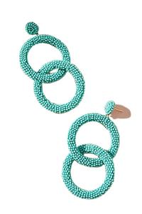 Snowman Design white and <b>red</b> coloured seed beaded embroidered handmade <b>earring</b> for girls from India - Product Image 4