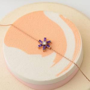 Pulseras de Copo de Nieve de Amatista, Delicadas, en Plata de Ley 925 con Baño de Oro Rosa de 14K, Joyería de Invierno, Regalo - Product Image 2