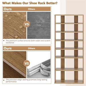 7 Tier Double Row Shoe Rack Adjustable Shelves and Anti-Tipping <b>Narrow</b> <b>Storage</b> Rack for Entryway Closet Natural Look - Product Image 5