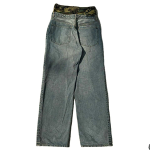 Men's Winter Solid Breathable Lightweight Baggy Cotton Jeans with Adjustable Fit Raw Hem and Modern Urban Look - Product Image 2