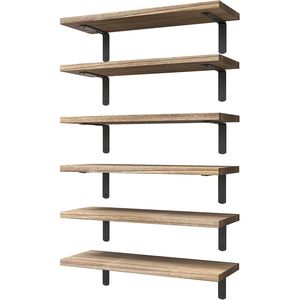 Set di 6 Mensole Galleggianti in Legno per Decorazione Murale, Eleganti Mensole da Parete - Product Image 1