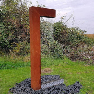 Fuente de Agua Moderna con Anillo de Acero Corten, Estilo Rústico, Gran Anillo de Cortina de Agua - Product Image 1