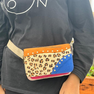 Western Handmade Real Animal Print Fur Genuine Leather Hip Pocket <b>Bags</b> Women's Vintage Stylish Festival Adjustable Fanny Packs - Product Image 2