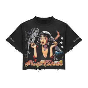 Camiseta de Algodón Retro Vintage Extra Grande al por Mayor, Ropa Urbana Hip Hop Unisex con Estampado Gráfico OEM - Product Image 5